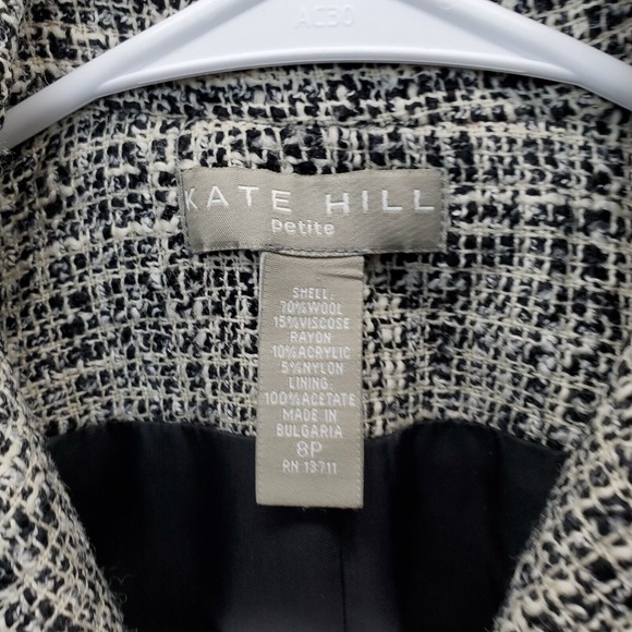 Kate Hill Blazer Jacket Womens Petite 8 Multi Fringed Wool Pockets Notch Lapel - Picture 5 of 8